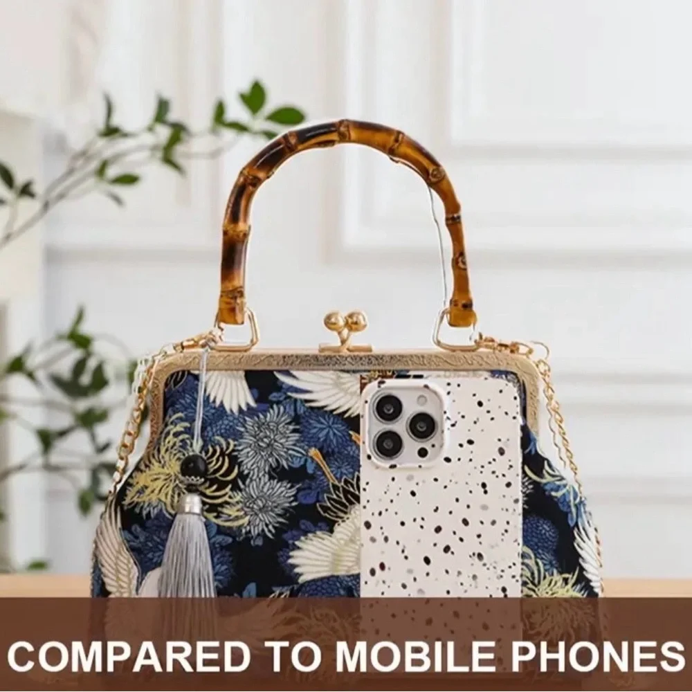 Elegant Blue Crane Print Handbag